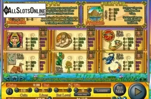 Paytable 1. Egyptian Dreams from Habanero