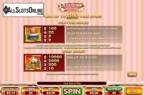 Paytable 2. Fruit Cake from Big Time Gaming