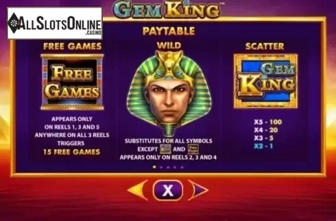 Paytable 1. Gem King from Skywind Group