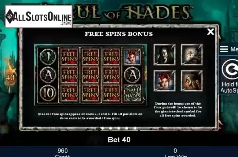 Paytable 3. Haul of Hades from Greentube