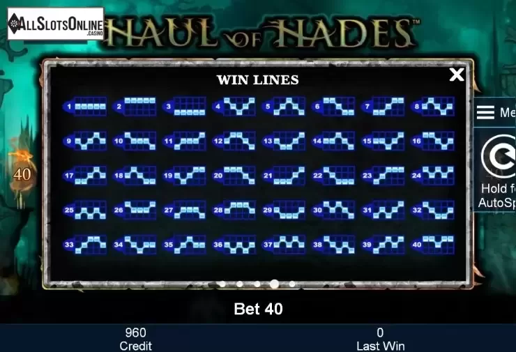 Paytable 4. Haul of Hades from Greentube