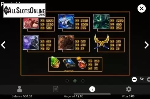 Paytable 2. League Of Champions from TOP TREND GAMING