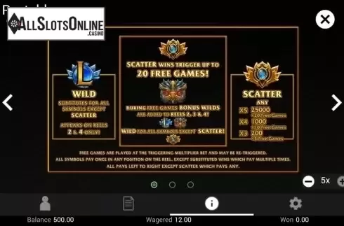 Paytable. League Of Champions from TOP TREND GAMING