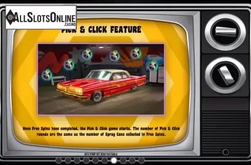 Pick and Click Feature screen