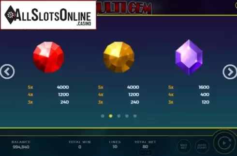Paytable 2. Multi Gem from Bally Wulff