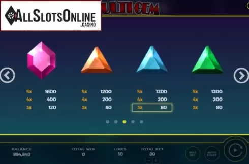Paytable 3. Multi Gem from Bally Wulff