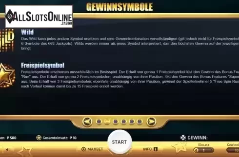 Special symbols screen