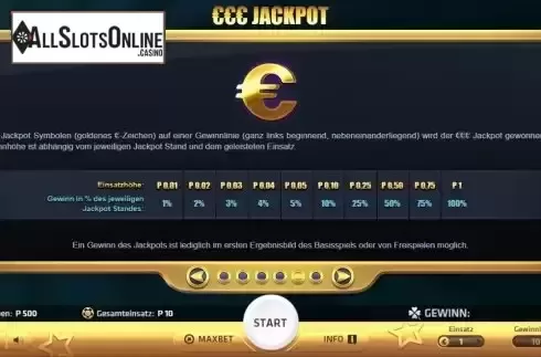 Jackpot screen