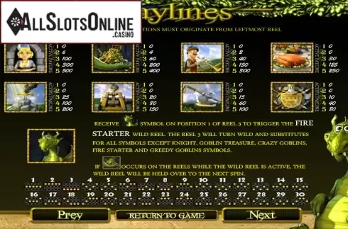 Paytable 1. Once Upon a Time (Betsoft) from Betsoft
