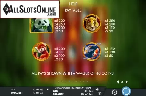 Paytable 1. Rich panda from Genesis