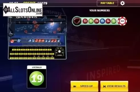 Reel screen. Rush Bingo from Inspired Gaming