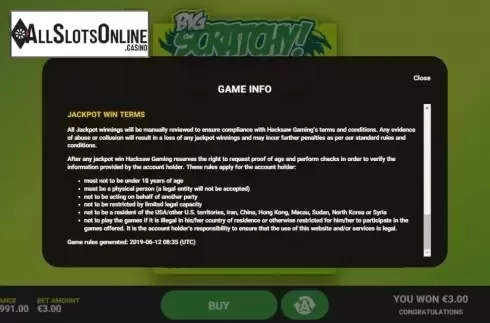 Info 4. Scratchy Big from Hacksaw Gaming