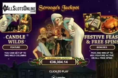 Intro Game screen. Scrooge's Jackpot from Leander Games