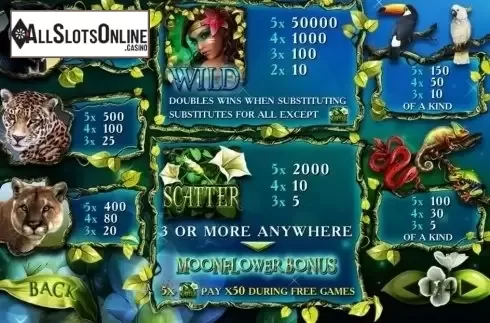 Paytable 1. Secrets of the Amazon from Playtech