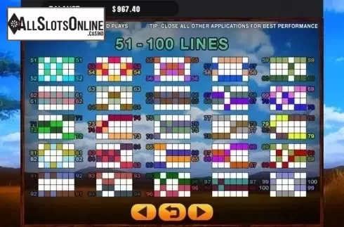 Paylines. Serengeti (GMW) from GMW
