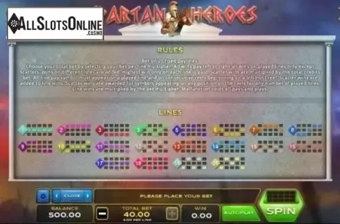 Lines. Spartan Heroes from Xplosive Slots Group