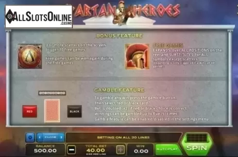 Features. Spartan Heroes from Xplosive Slots Group