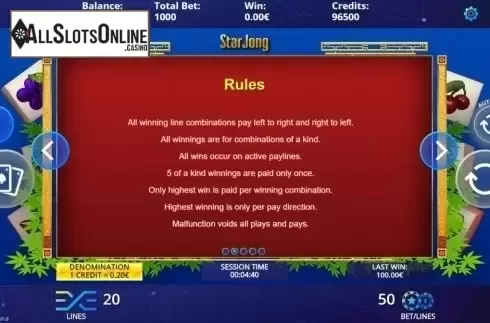 Game Rules. Star Jong from DLV