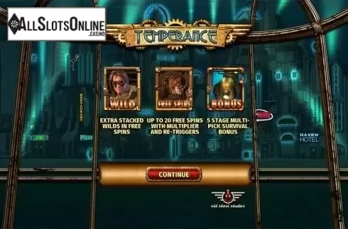 Intro screen. Temperance from Old Skool Studios