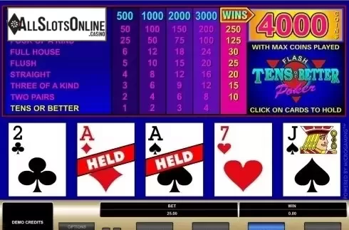 Game Screen. Tens or Better (Microgaming) from Microgaming