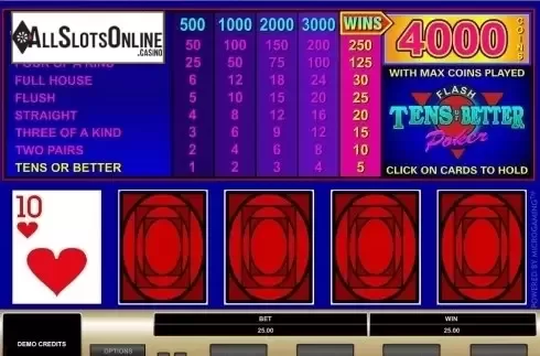 Game Screen. Tens or Better (Microgaming) from Microgaming