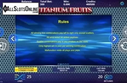 Game Rules. Titanium Fruits from DLV