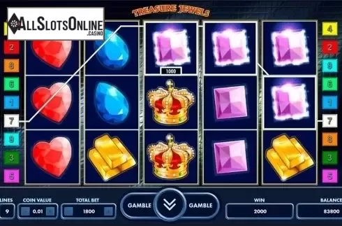 Win screen. Treasure Jewels from Novomatic