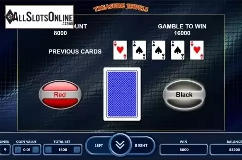 Gamble win screen. Treasure Jewels from Novomatic