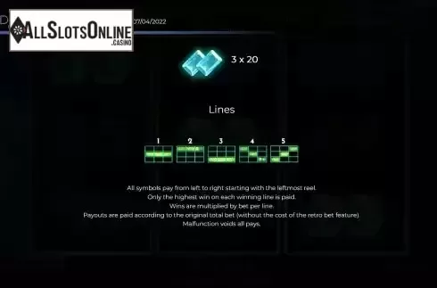 Paylines screen