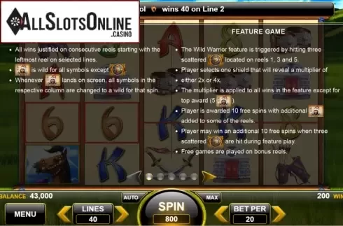 Features. Wild Warrior from Spin Games