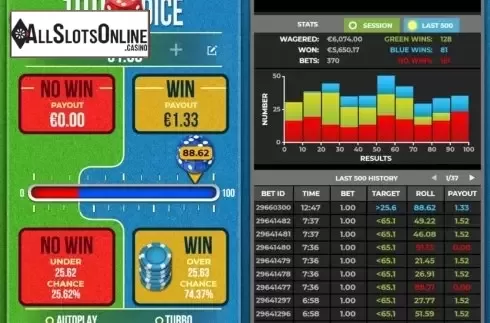 Game Screen 4. 100 Bit Dice from 4ThePlayer