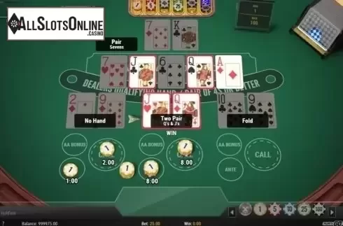 Game Screen 3. 3 Hand Casino Hold'Em (Play'n Go) from Play'n Go
