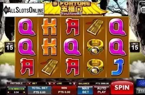 Reel Screen. 5 Fortune SA from Spadegaming