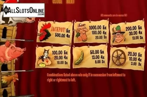 Paytable . Animal Farm from PAF