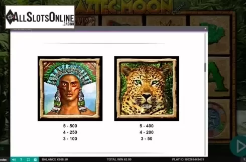 Paytable 2. Aztec Moon from Magic Dreams