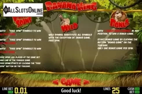 Paytable 2. Banana King HD from World Match