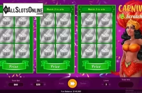 Scratch card game screen