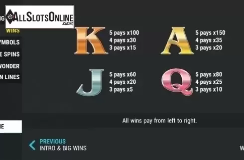 Paytable 2. Cash Conquest from Slot Factory