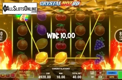 Win Screen. Crystal Hot 80 from Fazi