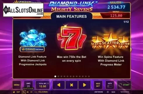 Features 1. Diamond Link Mighty Sevens from Greentube