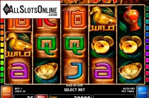 Reels screen. Duck of Luck from Casino Technology