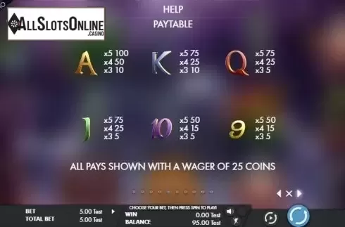 Paytable 5. Fortune turtle from Genesis