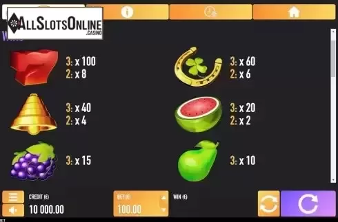 Pay Table screen