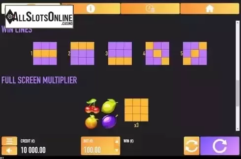 Pay Lines / Rules screen