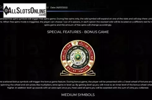 Bonus Game screen