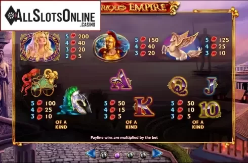 Paytable 2. Glorious Empire from NextGen