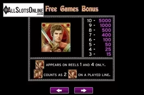 Paytable 1. Golden Odyssey from High 5 Games
