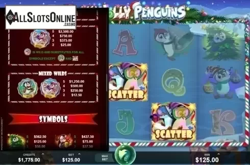 Paytable 3. Holly Jolly Penguins from Fortune Factory Studios