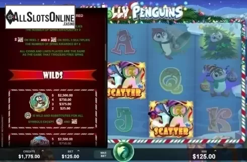 Paytable 2. Holly Jolly Penguins from Fortune Factory Studios