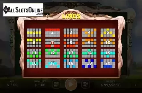 Paylines screen